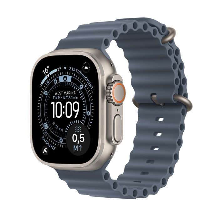 Apple Watch Ultra 3 GPS + Cellular 49mm Natural Titanium Case with Anchor Blue Ocean Band