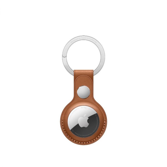 AirTag Leather Key Ring - Saddle Brown